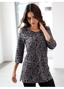 Damen Longshirt "Longshirt", grau, Gr. 52, gemustert, animal-print, 100% Baumwolle, Shirts