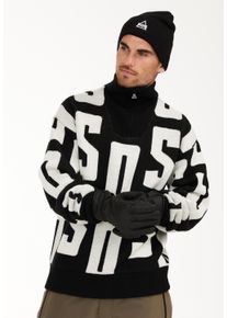 SOS Herren Strickpullover "Verbier", schwarz-weiß, casual, Gr. XXL, mehrfarbig, 50% Wolle, Kunstfaser, Pullover, mit praktischer Reißverschlussleiste