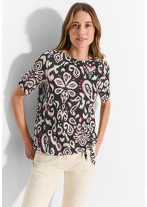 Cecil Damen T-Shirt, schwarz, casual, Gr. XXL, bedruckt, Stoff, 65% Viskose, 35% Polyester, Shirts, mit Tunnelzugsaum
