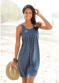 Beach Time BEACHTIME Damen Strandkleid, blau, feminin, Gr. 42, bedruckt, Jersey, Obermaterial: 100% Viskose, Kleider, mit Ornamentdruck, Minikleid, Sommerkleid
