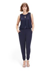Vera Mont Damen Overall "Vera Mont Jumpsuit im Glitzer-Look", blau, elegant, Gr. 44, Chiffon, Jersey, Obermaterial: 95% Polyester, 5% Elasthan.
