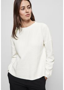 Street One Damen Langarmshirt, weiß, casual, Gr. 36, unifarben, Web, 79% Baumwolle, 18% Polyester, 3% Elasthan, Shirts, mit Materialmix