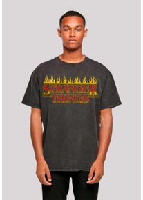 F4NT4STIC Herren T-Shirt "Stranger Things Fire Logo Men Netflix TV Series", schwarz, casual, Gr. L, Obermaterial: 100% Baumwolle, Shirts, Premium