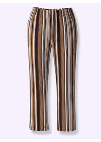 Classic Basics Damen Caprihose, braun, Gr. 40, gemustert, gestreift, mehrfarbig, 100% Baumwolle, Hosen