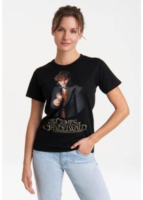 logoshirt Damen T-Shirt "Fantastic Beasts – Newt Scamander", schwarz, casual, Gr. L, bedruckt, 100% Baumwolle, Shirts, mit lizenziertem Print