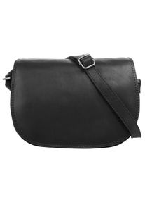 CLUTY Damen Umhängetasche, schwarz, Leder, unifarben, Taschen, echt Leder