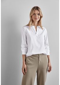 Street One Damen Langarmbluse, weiß, casual, Gr. 42, unifarben, Web, 74% Baumwolle, 24% Polyamid, 2% Elasthan, Blusen, im soften Baumwoll-Mix