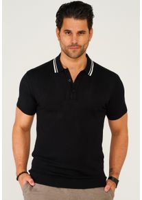 behype Herren Poloshirt "MPEOLO KNIT", schwarz, Gr. XL, unifarben, 70% Viskose, 30% Nylon, Shirts, im klassischen Design