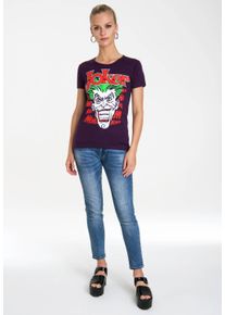 logoshirt Damen T-Shirt "The Joker", lila, casual, Gr. XL, bedruckt, 100% Baumwolle, Shirts, mit lizenzierten Originaldesign