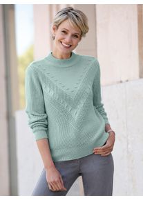 Classic Basics Damen Stehkragenpullover "Langarm-Pullover", grün, Gr. 52, unifarben, 100% Polyacryl, Pullover