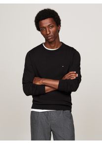 Tommy Hilfiger Herren Rundhalspullover "ESSENTIAL COTTON CREW NECK", schwarz, casual, Gr. M, Strick, Obermaterial: 100% Baumwolle, Pullover