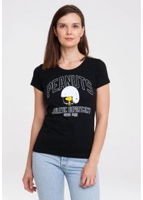 logoshirt Damen T-Shirt "Peanuts – Woodstock", schwarz, casual, Gr. L, bedruckt, 100% Baumwolle, Shirts, mit lizenziertem Print