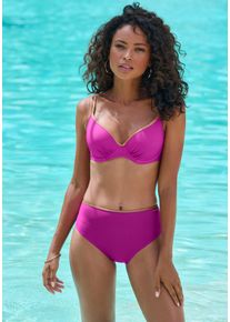 Bruno Banani Damen Bügel-Bikini-Top "Milano", pink, Gr. 36, unifarben, glänzend, Recycling-Polyamid, Bikini-Oberteile, mit kupferfarbenen Paspeln