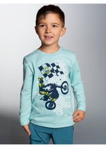 TRIGEMA Kinder Sweatshirt "TRIGEMA Langarmshirt mit sportlichem Motorrad-Print", blau, Basic, Gr. 116, 100% Baumwolle, Sweatshirts