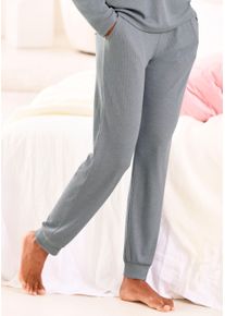 Vivance Dreams Damen Pyjamahose, Gr. 32, grau, Rippstrick, Obermaterial: 63% Polyester, 33% Viskose, 4% Elasthan, unifarben, Basic, Hosen, in weicher