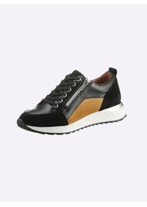 Heine Damen Sneaker, Gr. 40, gelb, Leder, Glattleder, Veloursleder, Veloursleder, modisch, Schuhe