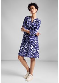 Street One Damen Blusenkleid, blau, casual, Gr. 34, bedruckt, Stoff, 84% Viskose, 16% Polyamid, Kleider, mit allover Print