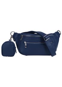 Samantha Look Damen Gürteltasche, blau, Leder, unifarben, leicht glänzend, Taschen, echt Leder, Made in Italy