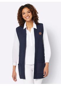 Casual Looks Damen Strickweste, blau, Gr. 38, unifarben, 100% Baumwolle, Westen
