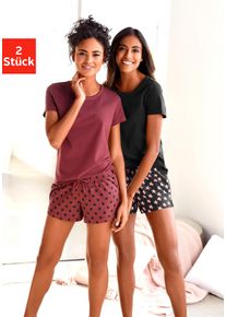 Vivance Dreams Damen Shorty, Gr. 32, rot, Single Jersey, Obermaterial: 100% Baumwolle, gepunktet, Basic, Homewear-Sets, mit Sternedruck