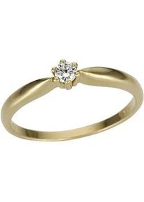 Solitärring Firetti "Schmuck Geschenk Gold 750 Damenring Verlobungsring Goldring Solitär" Fingerringe Gr. 17, 0,1 ct LR = lupenrein, Gelbgold 750-Diamanten, goldfarben (gelbgoldfarben) Damen mit Brillant