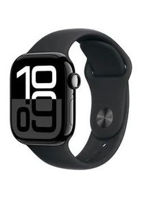 Smartwatch Apple "Watch Series 10 Aluminium" Smartwatches Gr. 42mm, Cellular, S/M, Sport Band, schwarz (schwarz, schwarz)