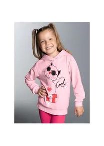 Kapuzensweatshirt TRIGEMA "TRIGEMA Hoodie mit süßem Katzen-Printmotiv" Gr. 140, rosa (rosé) Kinder Sweatshirts