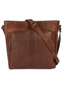 Umhängetasche CLUTY Gr. B/H/T: 28cm x 25cm x 10cm onesize, braun (cognac) Damen Taschen echt Leder