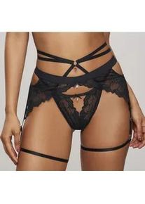 String Lascana Gr. 44/46, schwarz Damen Unterhosen mit extravaganter Bänder-Optik und sexy Cut-Out