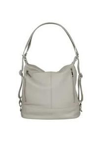 Cityrucksack Samantha Look Gr. B/H/T: 34cm x 31cm x 15cm, grau Rucksäcke echt Leder, Made in Italy