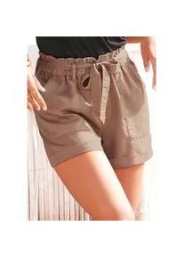 Shorts Buffalo Gr. 44, N-Gr, braun (camelfarben) Damen Hosen Shorts Strandshorts im Paperbag-Stil, Gummizugbund, kurze Hose