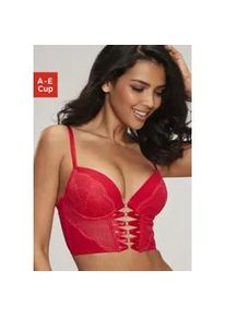 Corsage Lascana Gr. 85, Cup E, rot Damen Corsagen mit extravagantem Bänderdetail, sexy Dessous