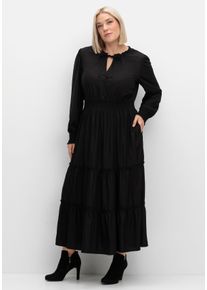 sheego by Joe Browns Große Größen Maxikleid mit Smokbund und Volantrock Gr. 58 schwarz von sheego für Damen