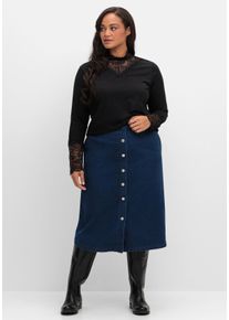 Große Größen Jeansrock mit Zierknopfleiste, in A-Linie Gr. 46 blau von sheego für Damen