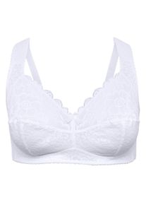 Große Größen BH ohne Bügel mit leicht transparenter Spitze Gr. 105B weiß von sheego für Damen