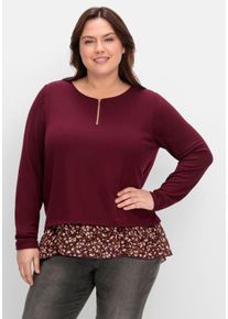 sheego by Joe Browns Große Größen Longshirt aus Feinstrick, mit Chiffonfutter Gr. 44/46 rot von sheego für Damen