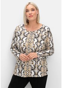 Große Größen Langarmshirt mit Animalprint und Rundhalsausschnitt Gr. 52 beige von sheego für Damen