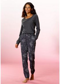 Vivance Dreams Große Größen Pyjama Gr. 40/42 grau geblümt für Damen