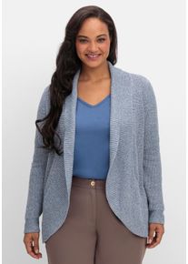 Große Größen Verschlusslose Strickjacke mit Schalkragen Gr. 46 blau von sheego für Damen