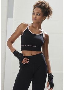 Vivance ACTIVE Crop-Top schwarz Gr. XS (32/34) für Damen. Mit Druck. Basic. Nachhaltig.