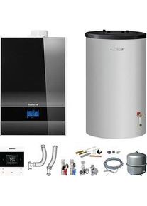 Buderus GB192i.2 Logaplus Gas-Brennwert Paket W50(E) schwarz mit Regelung BC400, RC220 und Edelstahl-Warmwasserspeicher ES120 - 25 kW - 7739621184