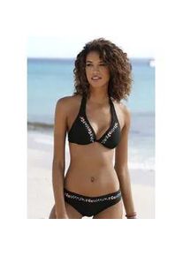 Bügel-Bikini Buffalo Gr. 36, Cup F, schwarz (schwarz, bestickt) Damen Bikini-Sets mit Blumenstickerei