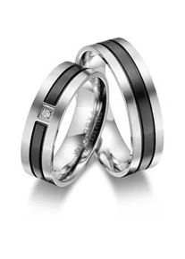 Verlobungsring MARRYA "Edelstahl Ringe Trauringe Eheringe Partnerringe" Fingerringe Gr. 54, Edelstahl, schwarz (herren ring, silber, schwarz) Damen