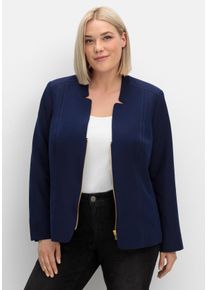 Große Größen Blazer mit Stehkragen und Kontrast-Zipper Gr. 42 blau von sheego für Damen