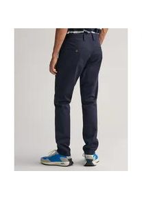 Chinohose Gant "SLIM TWILL CHINOS" Gr. 32, Länge 30, blau (marine) Herren Hosen mit gefütterten Seitentaschen