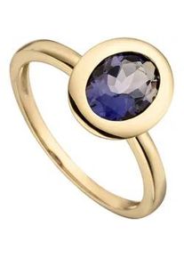 Goldring Jobo "Ring mit Iolith" Fingerringe Gr. 52, Gelbgold 585, blau (blau, blau) Damen 585 Gold