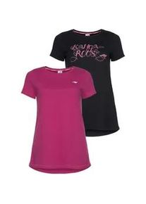 Longshirt Kangaroos Gr. 44/46, pink (fuchsia, schwarz) Damen Shirts Kurzarm, figurumschmeichelnde Passform