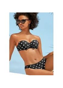 Bügel-Bandeau-Bikini-Top Lascana "Powder" Gr. 38, Cup C, schwarz-weiß (schwarz, weiß) Damen Bikini-Oberteile aus Piqué-Strukturware