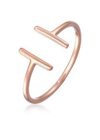 Fingerring Elli PREMIUM "Geo Statement Basic Minimal 750 Roségold" Fingerringe Gr. 54mm, ohne Stein, Roségold 750, 1.5mm, rosegold (gold) Damen