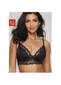 Bralette-BH Lascana Gr. 70, Cup B, schwarz Damen BHs aus edler Spitze mit hübschem Unterbrustband in Satin-Optik, Dessous